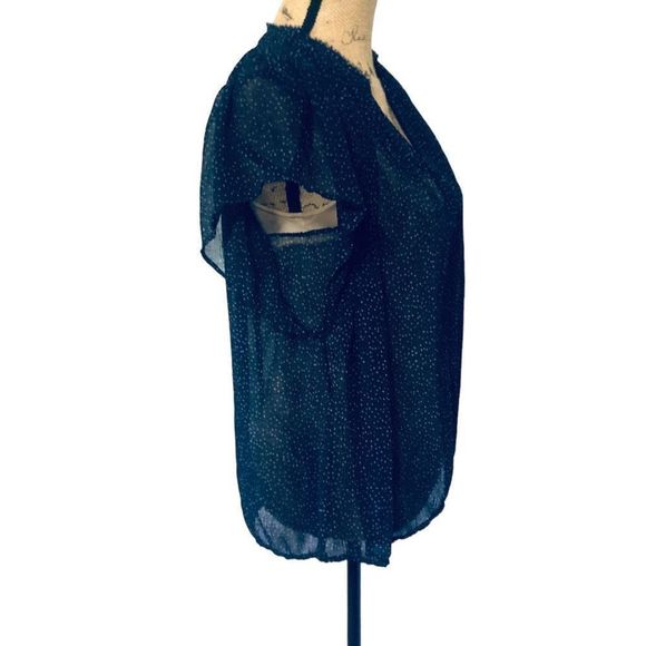 NWT Vince Starry Dot Sheer Flutter Sleeved 100% Silk Gauzy M/M Blouse 345 Retail - Picture 8 of 9